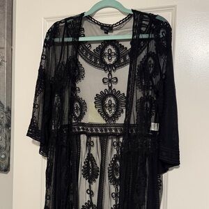 Very J Black Lace Kimono Jacket